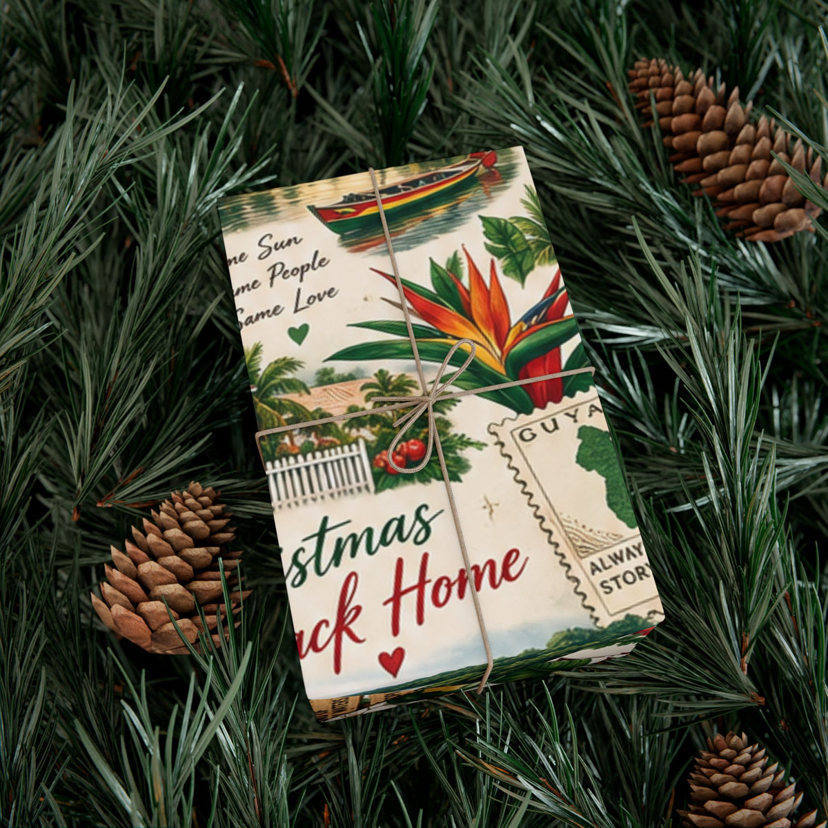 Guyanese Christmas Back Home tropical wrapping paper – product image 9