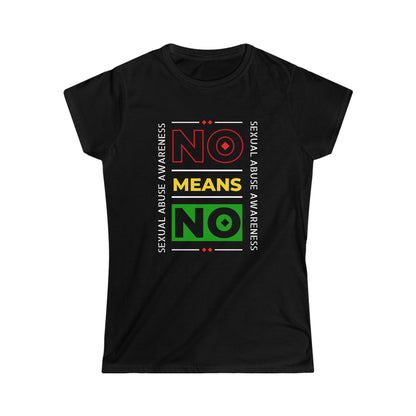 No Means No Guyanese Swag Sexual Abuse Awareness Women's Softstyle Tee