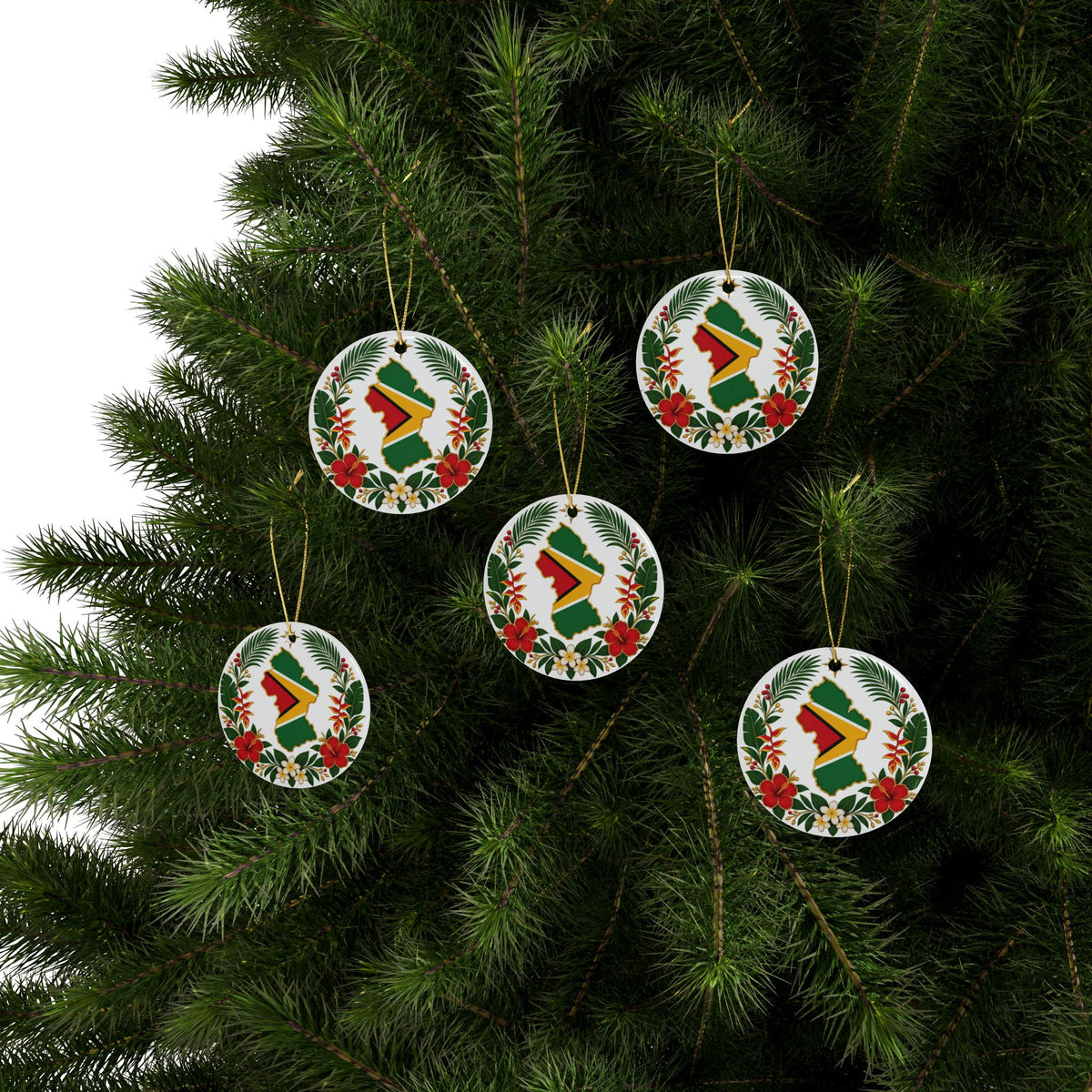 Guyana Ceramic Christmas Ornament – 5 Shapes & Multipacks