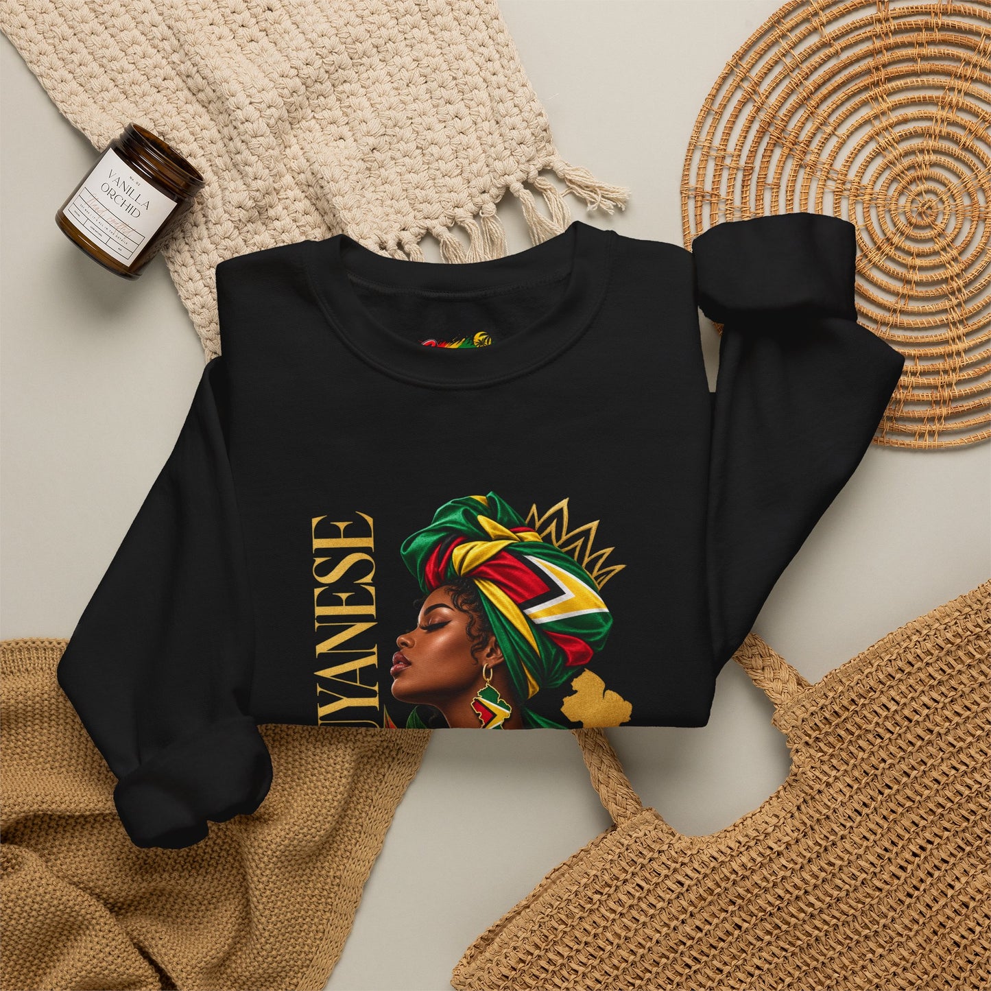 Guyanese Queen Crewneck Sweatshirt — Afrocentric Pride Pullover