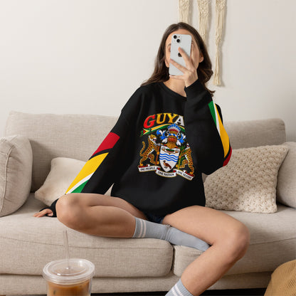 Guyana Crest Crewneck Sweatshirt — Guyanese Flag Sleeve Pullover