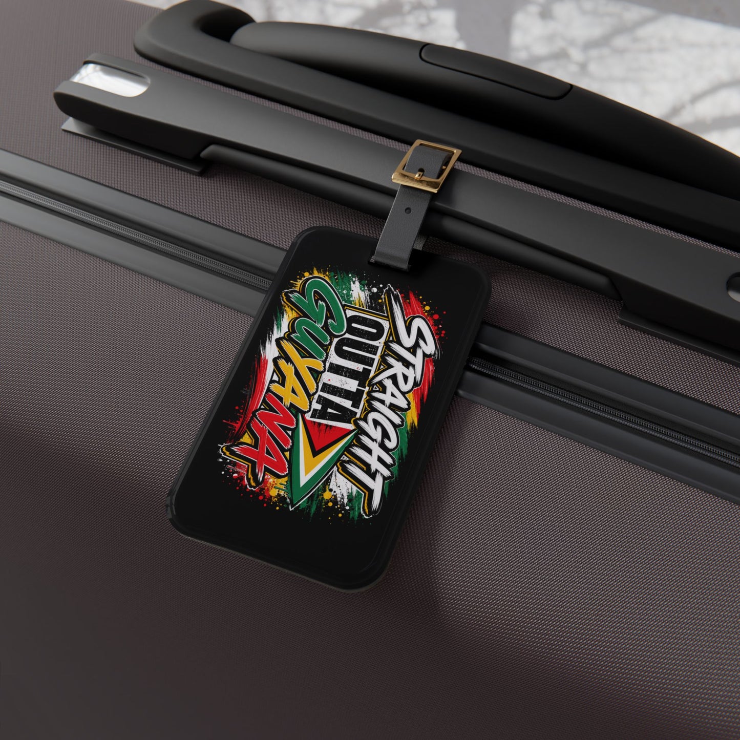 Straight Outta Guyana Luggage Tag — Reggae Flag Travel ID