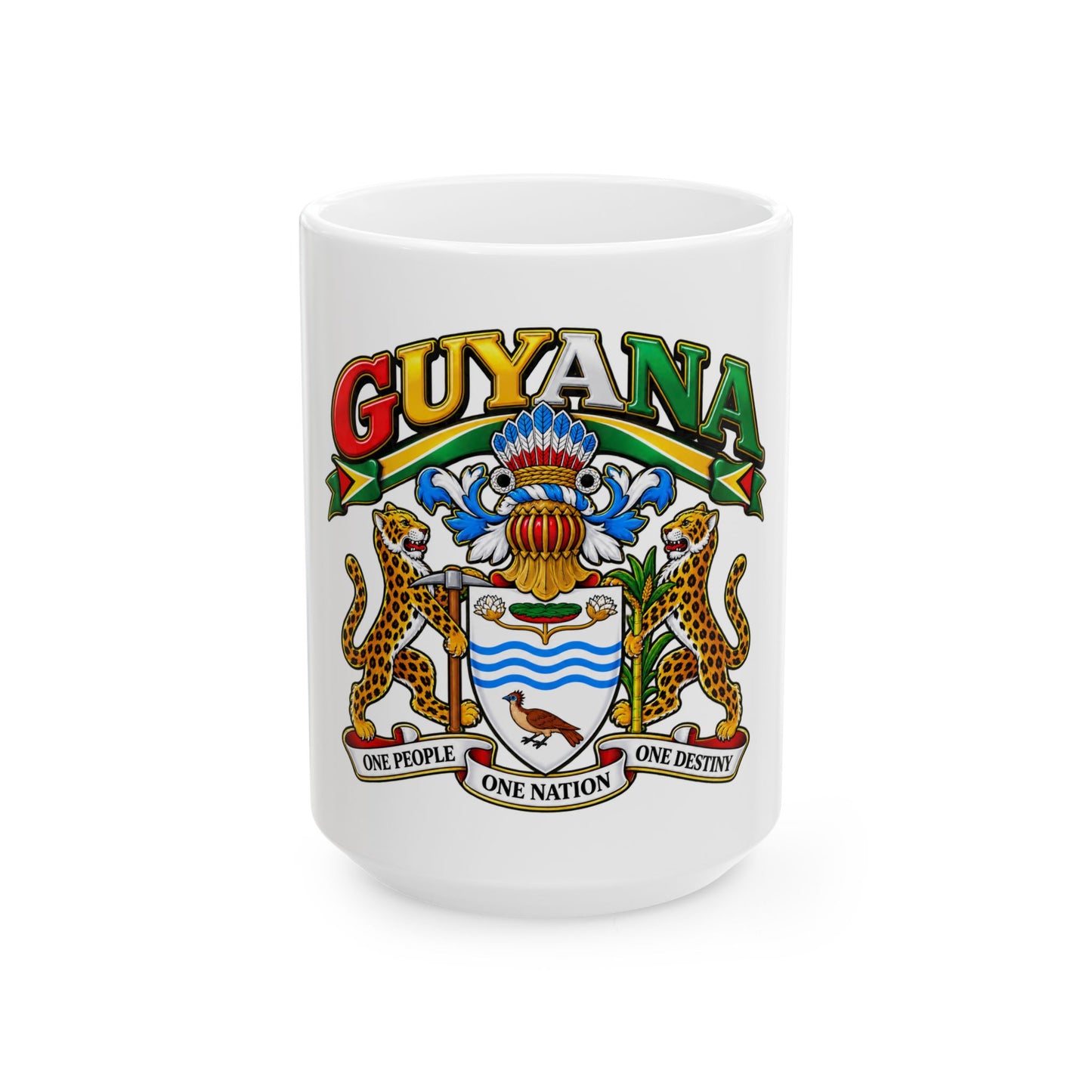Guyana Coat of Arms Ceramic Mug — Patriotic Guyanese Coffee Cup (11oz & 15oz)