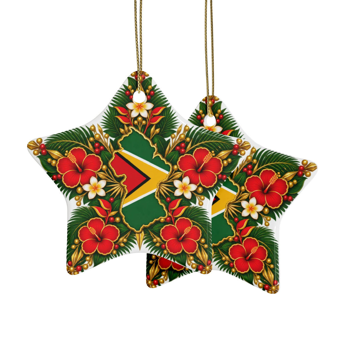 Guyana Ceramic Christmas Ornament – 5 Shapes & Multipacks