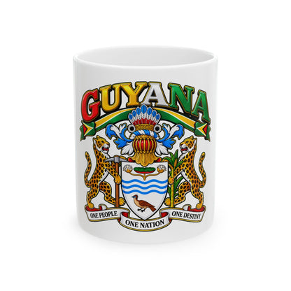 Guyana Coat of Arms Ceramic Mug — Patriotic Guyanese Coffee Cup (11oz & 15oz)