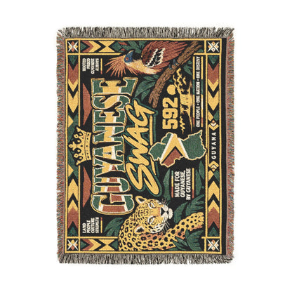 Guyanese jaguar blanket with bold woven graphic