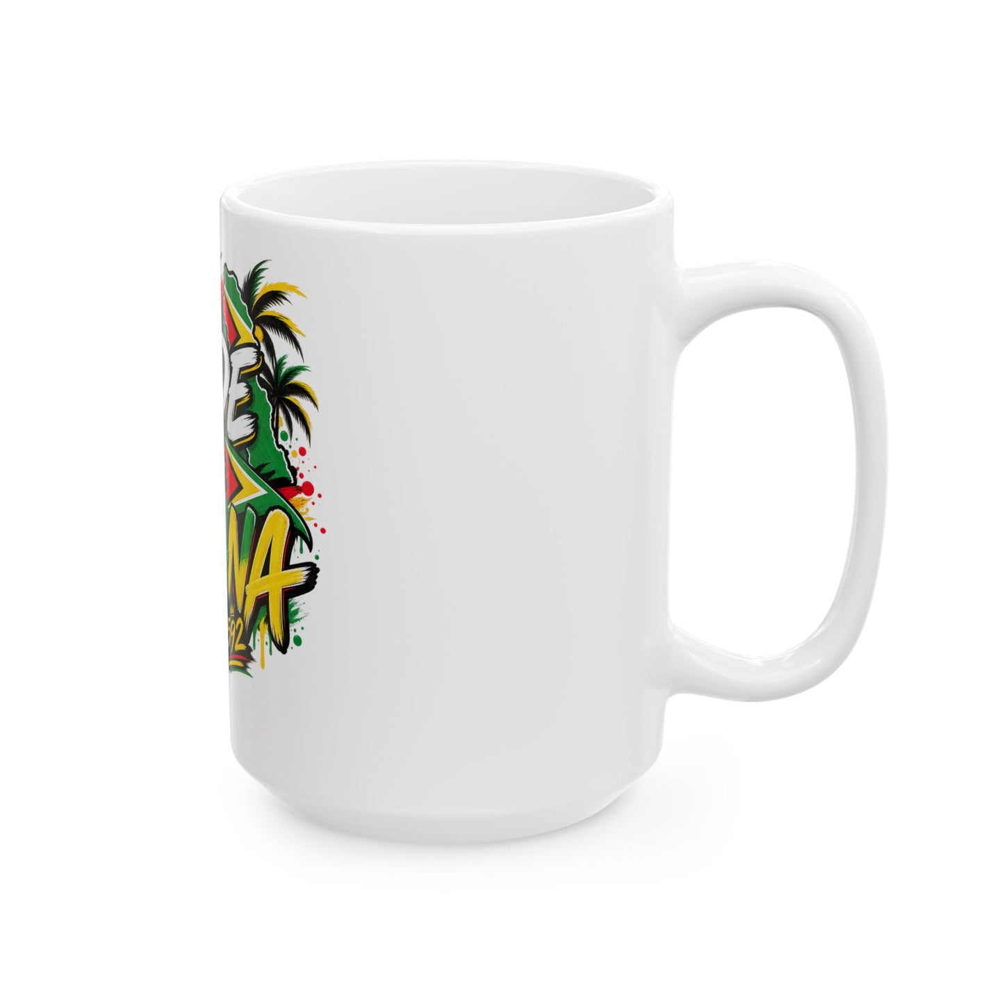 Made in Guyana Ceramic Mug (11oz & 15oz) – Colorful Guyanese Pride Coffee Cup