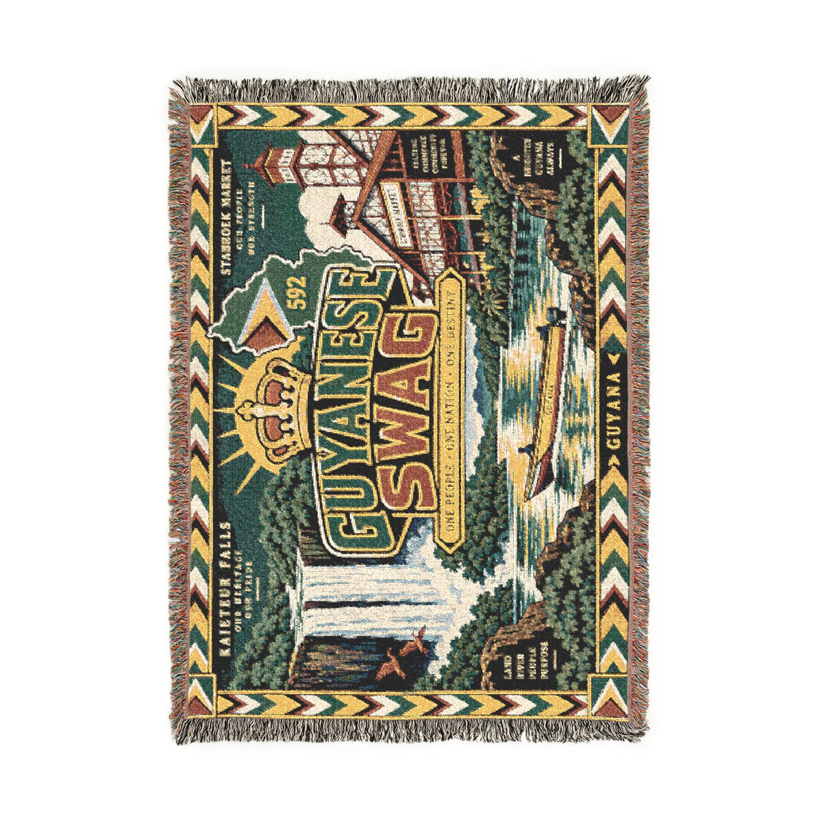 Guyanese home decor woven throw blanket