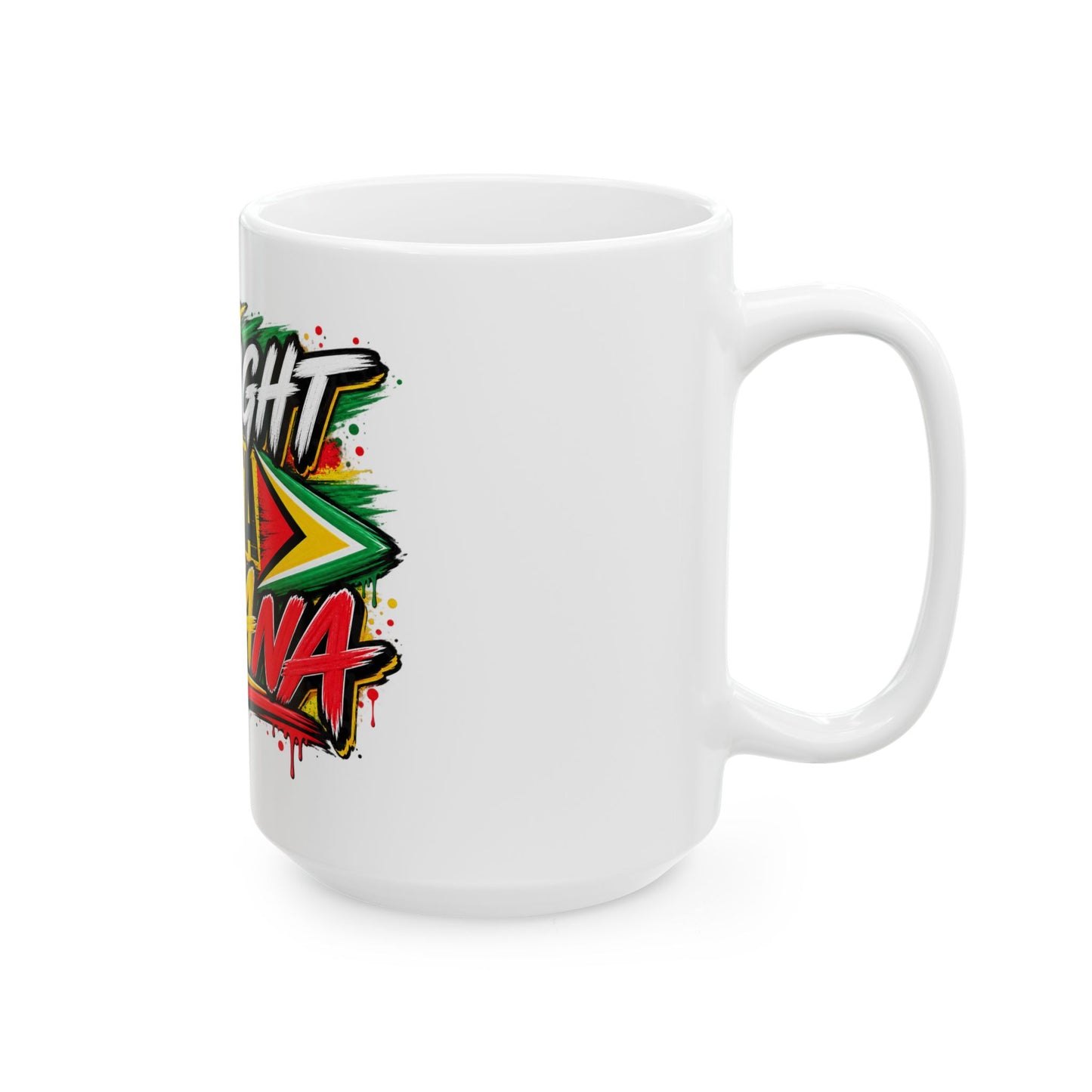 Straight Outta Guyana Ceramic Mug – Colorful Guyanese Pride Coffee Cup (11oz, 15oz)