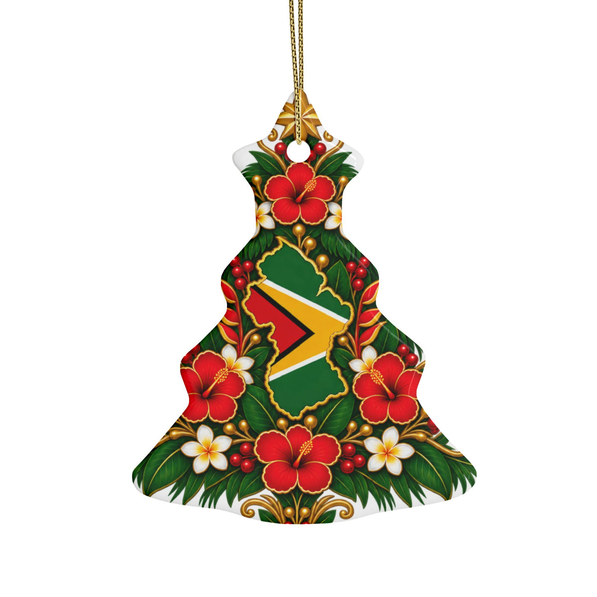 Guyana Ceramic Christmas Ornament – 5 Shapes & Multipacks