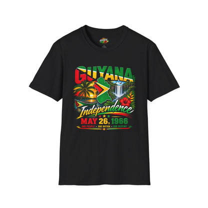 Guyana Independence T-Shirt — May 26, 1966 Retro Flag & Waterfall Tee