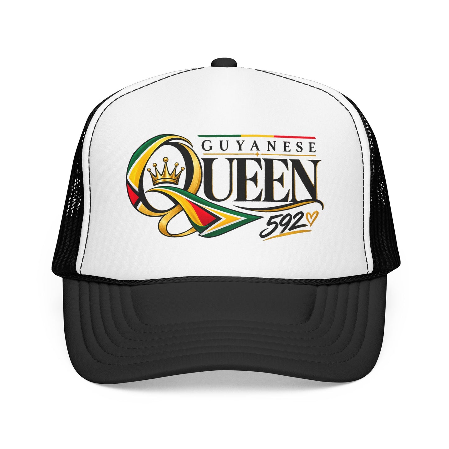 Guyanese Queen Trucker Hat — Foam Mesh Cap with Crown Script