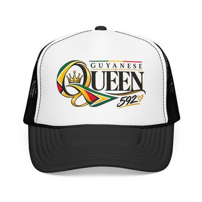 Guyanese Queen Trucker Hat — Foam Mesh Cap with Crown Script