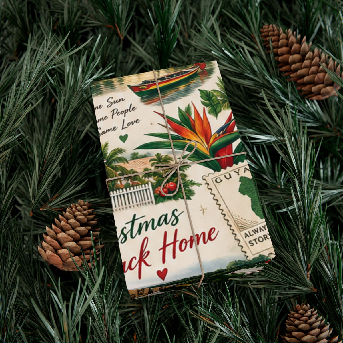 Guyanese Christmas Back Home tropical wrapping paper – product image 18