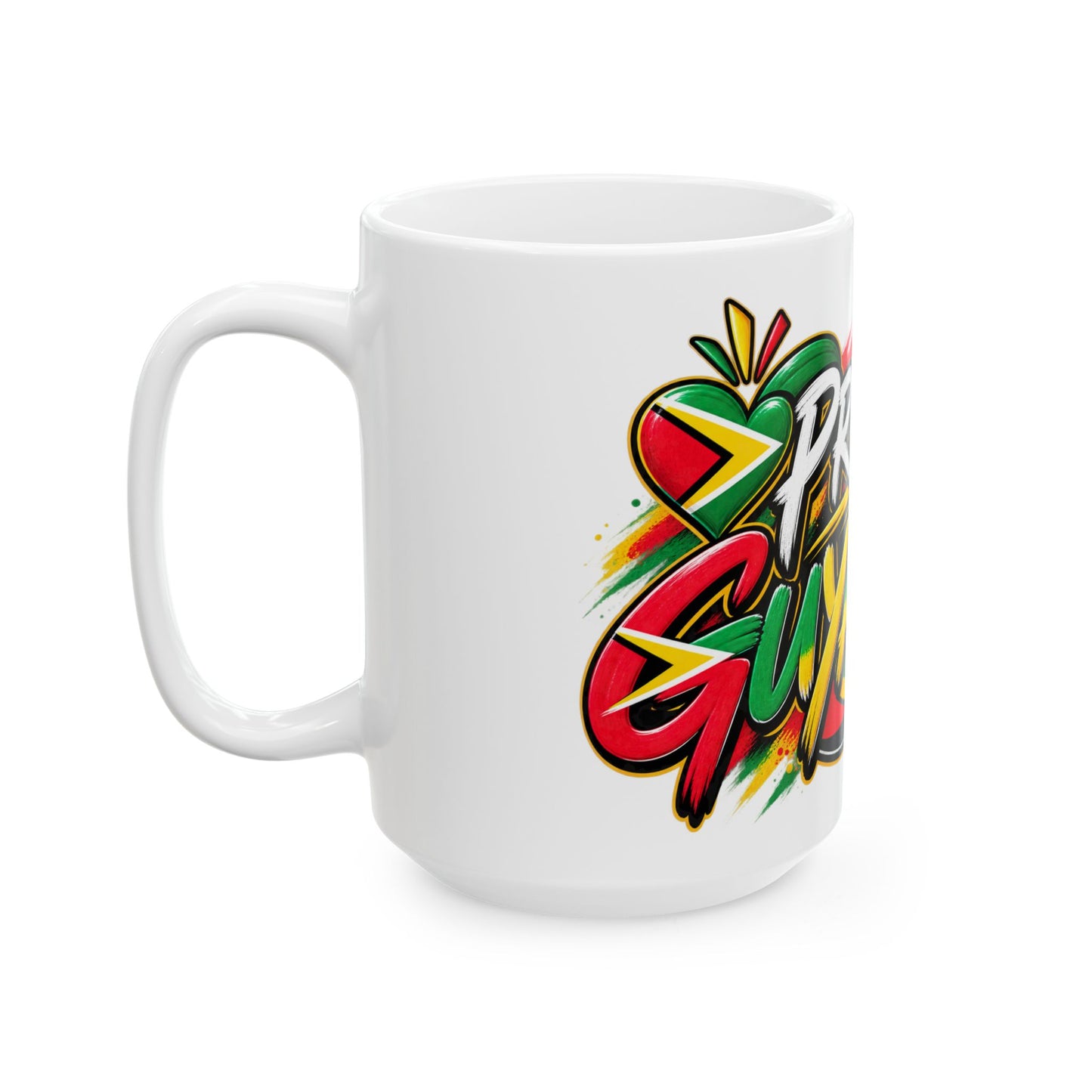 Proud Guyanese Ceramic Mug (11oz, 15oz) – Reggae-Inspired Flag Colors