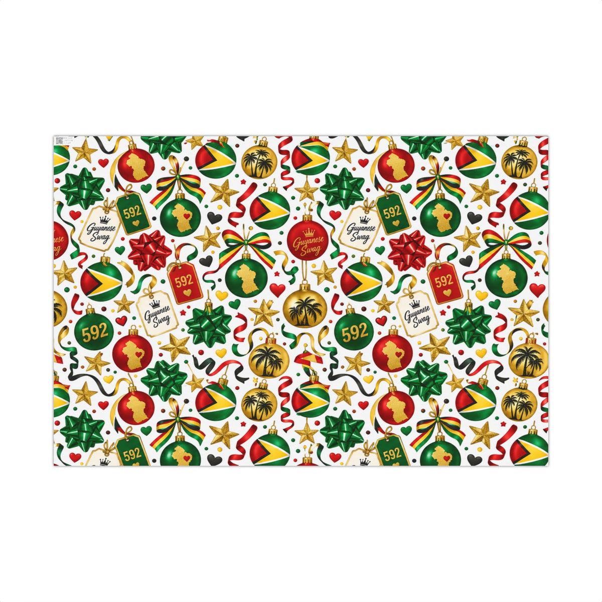 Guyana Christmas wrapping paper with festive flag and ornament design