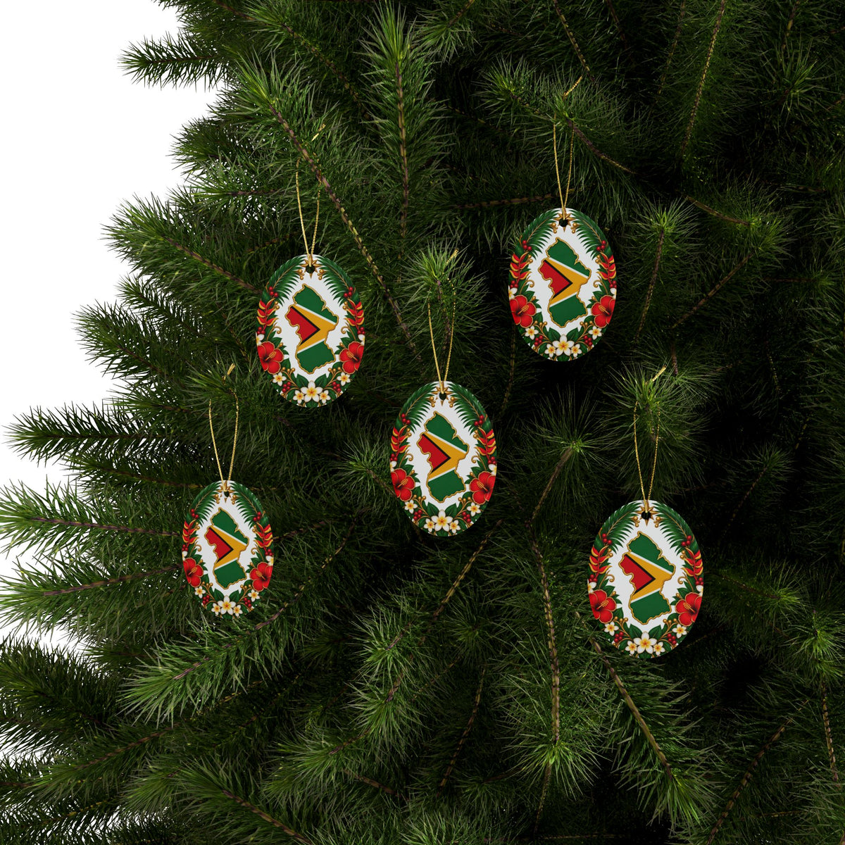 Guyana Ceramic Christmas Ornament – 5 Shapes & Multipacks