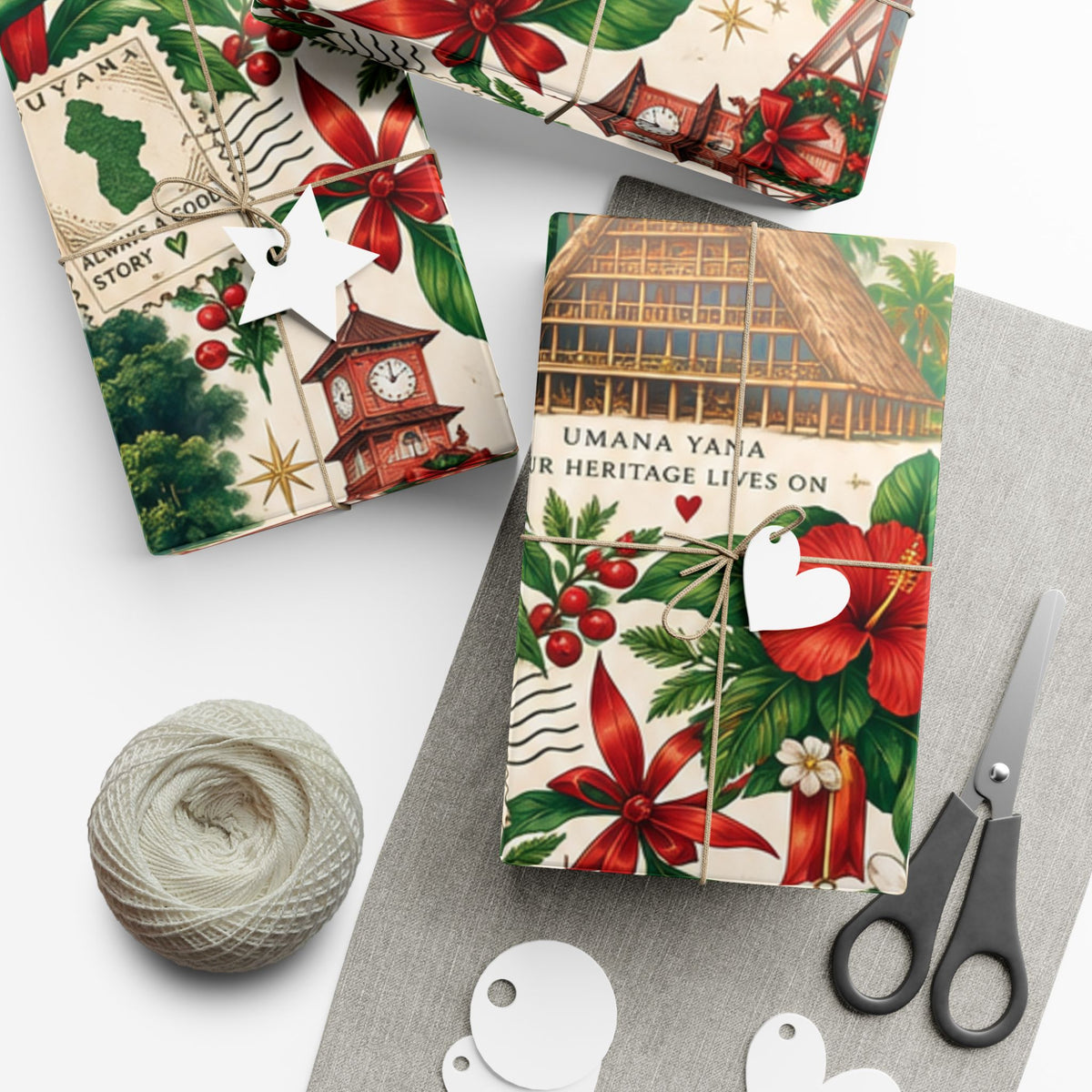 Guyanese Christmas Back Home tropical wrapping paper – product image 16