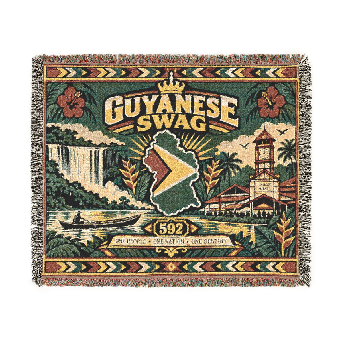 Guyanese cotton woven blanket shown in a home setting