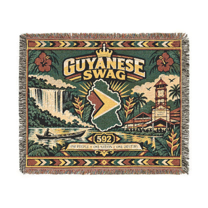 Guyanese cotton woven blanket shown in a home setting