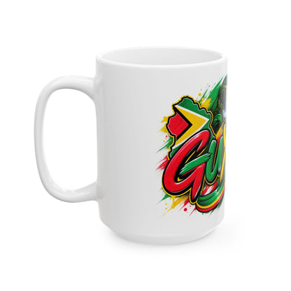 Guyana Waterfall Graphic Mug – Colorful Guyana Pride Coffee Cup (11oz/15oz)