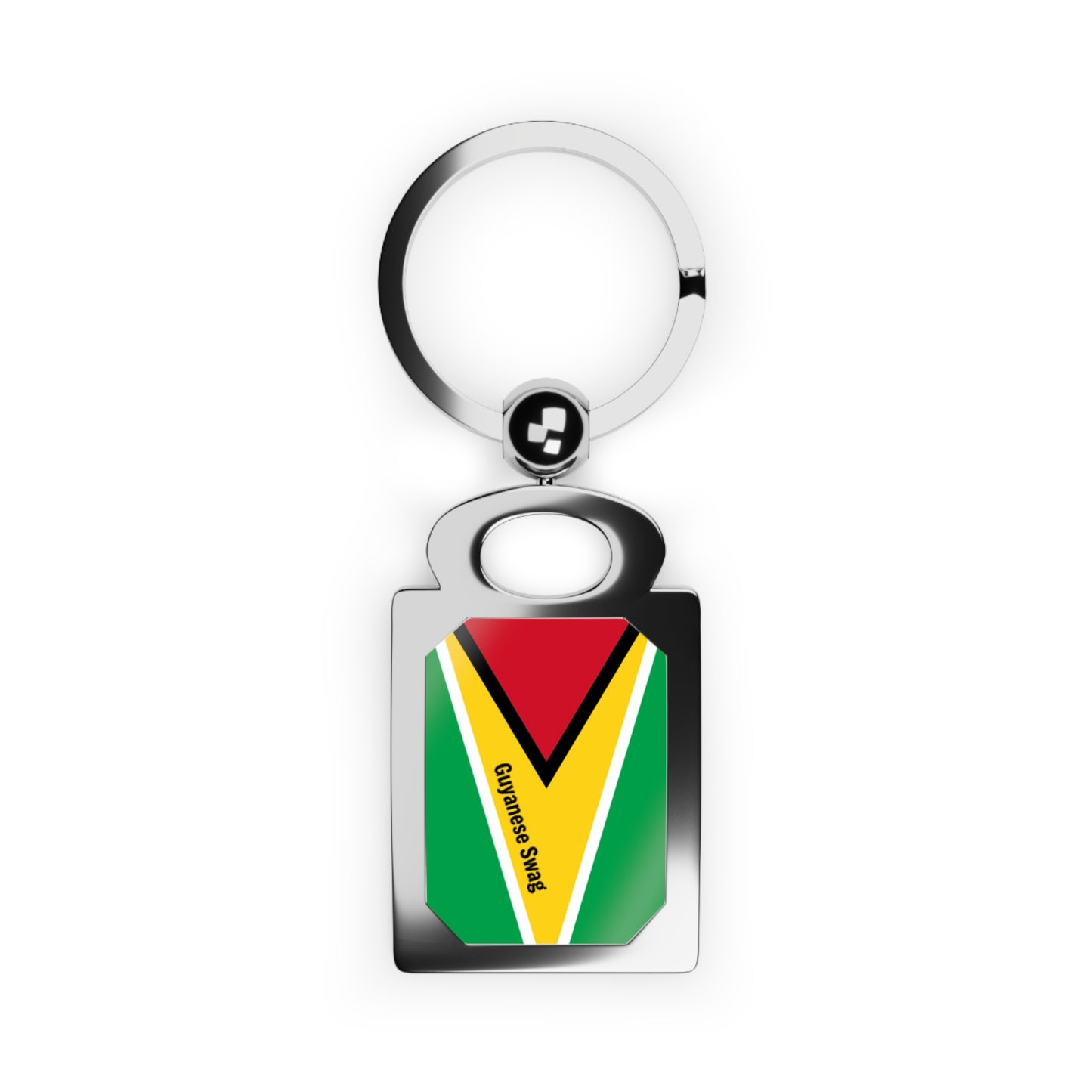 Guyana Flag Rectangle Photo Keyring — Custom Metal Souvenir Keychain