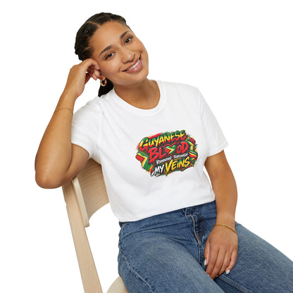 Guyanese Blood T-Shirt — "Running Through My Veins" Patriotic Pride Tee