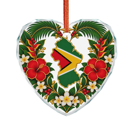 Guyana Crystal Glass Ornament – Heart & Round Christmas Keepsake