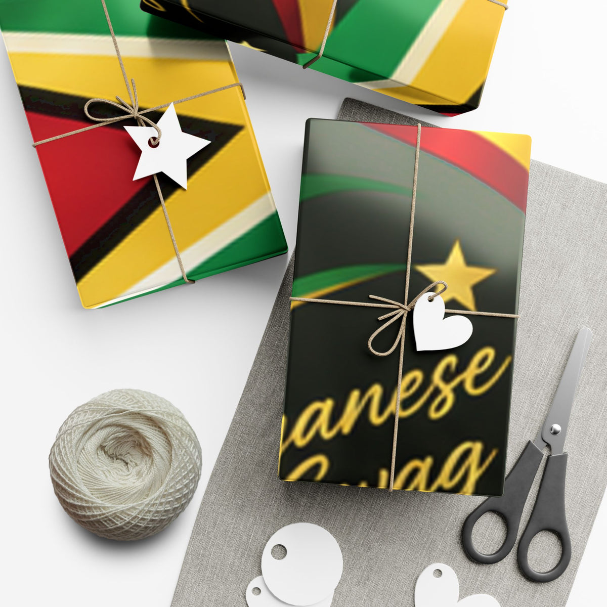 Guyana pride gift wrap repeating flag pattern