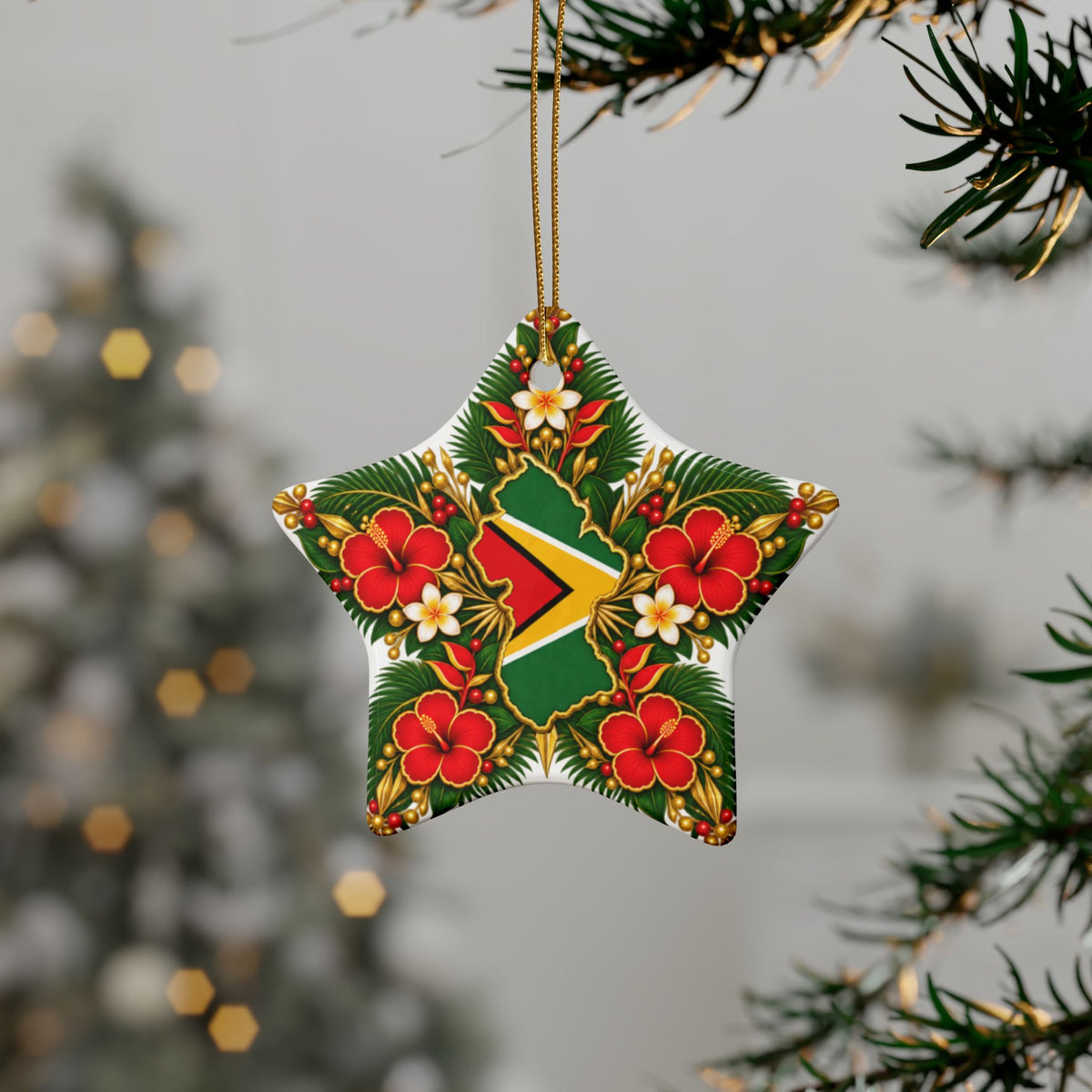 Guyana Ceramic Christmas Ornament – 5 Shapes & Multipacks