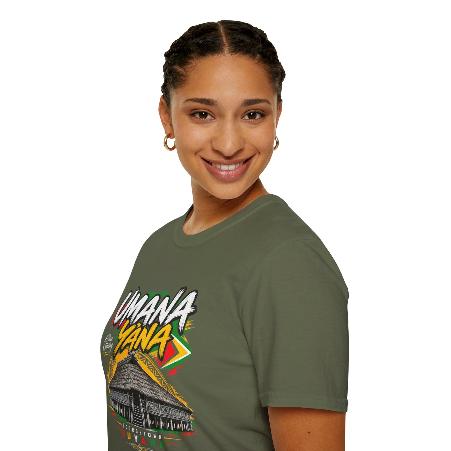 Umana Yana T-Shirt — Guyana Traditional Hut Design, "A Place of Meeting"