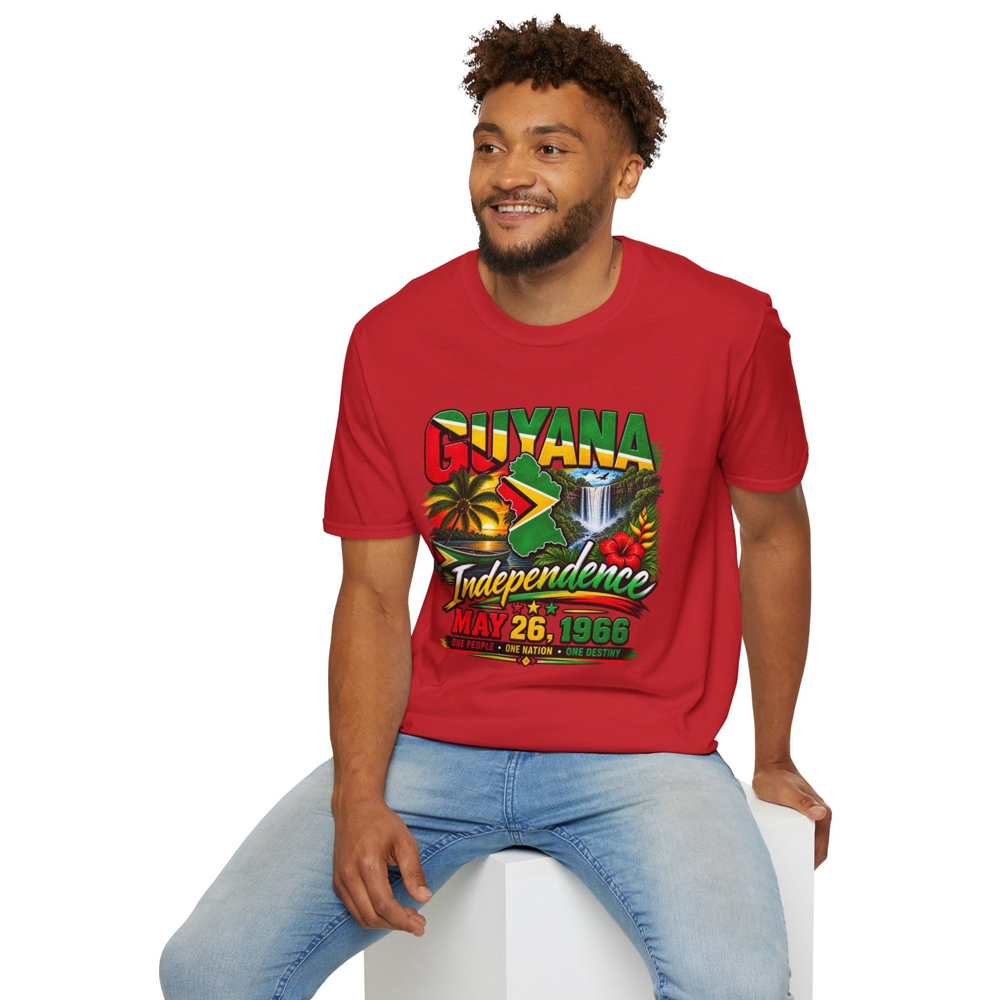 Guyana Independence T-Shirt — May 26, 1966 Retro Flag & Waterfall Tee