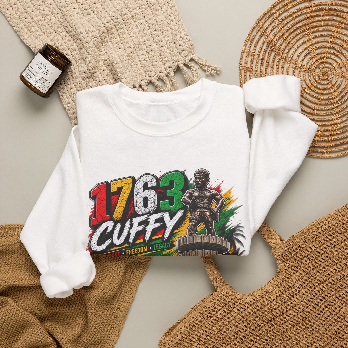 Cuffy 1763 Berbice Rebellion Guyana Crewneck Sweatshirt — Guyanese History Tribute
