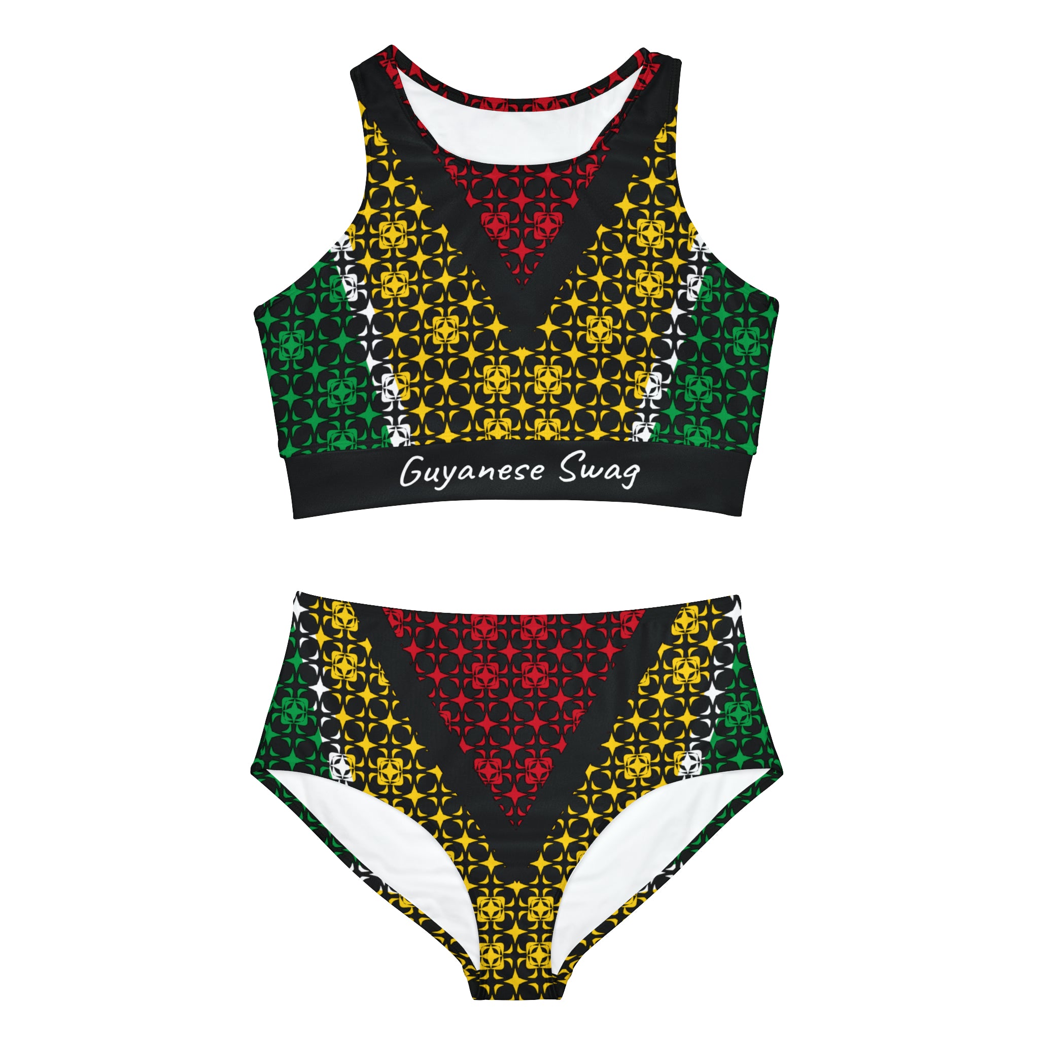 Ultimate Sporty Bikini Set with Abstract Guyana Flag