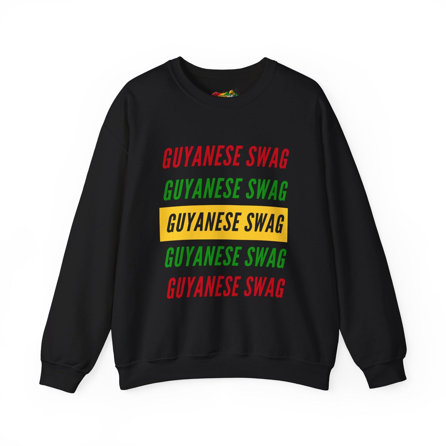 Guyanese Swag Crewneck Sweatshirt — Retro Repeated Text Design