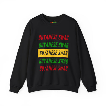 Guyanese Swag Crewneck Sweatshirt — Retro Repeated Text Design