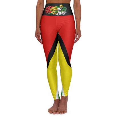 Guyane Swag High-Waist Yoga Leggings — Red, Yellow & Black Flag Design