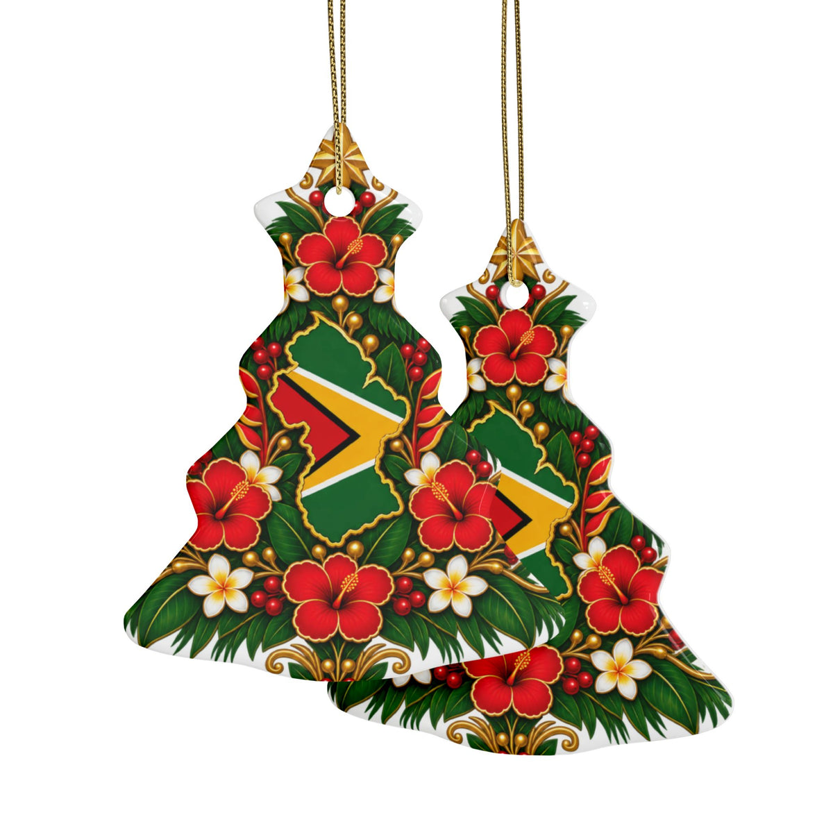 Guyana Ceramic Christmas Ornament – 5 Shapes & Multipacks