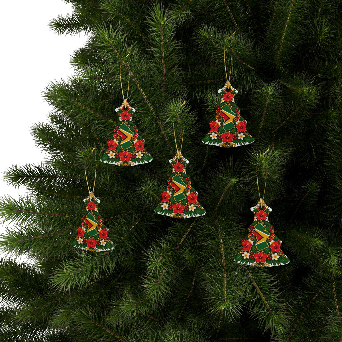 Guyana Ceramic Christmas Ornament – 5 Shapes & Multipacks