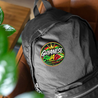 Guyanese Swag Round Pin – Bold Flag Colors & Crown Button Badge