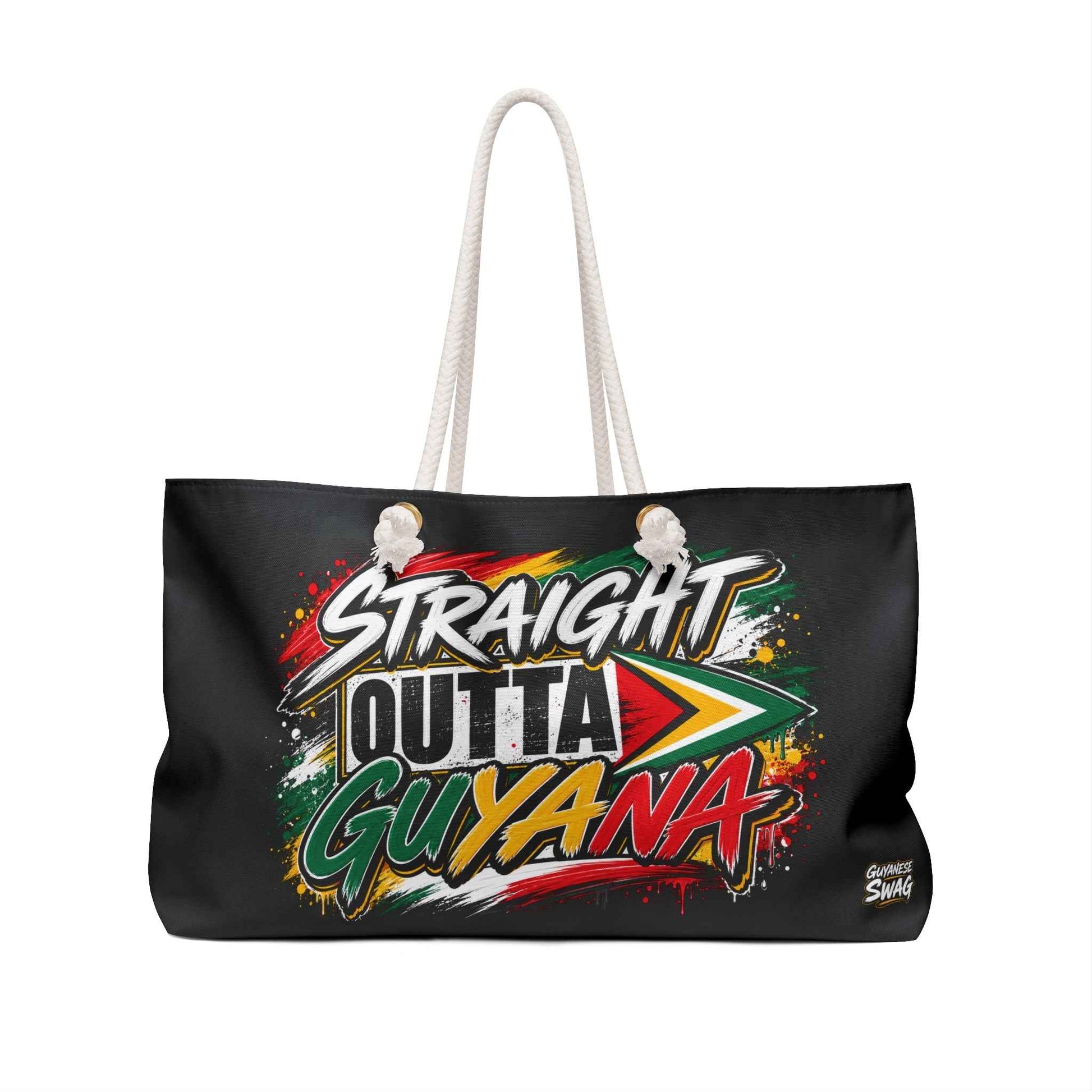 Straight Outta Guyana Weekender Bag — Guyanese Flag Travel Tote