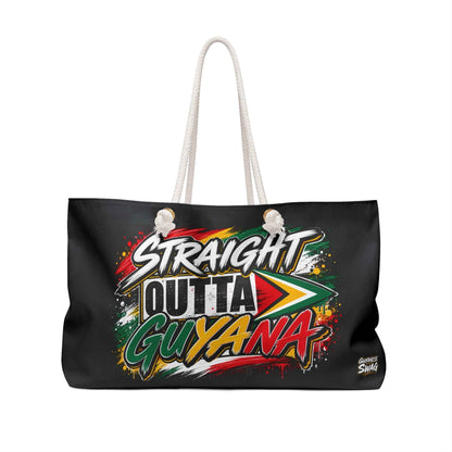 Straight Outta Guyana Weekender Bag — Guyanese Flag Travel Tote