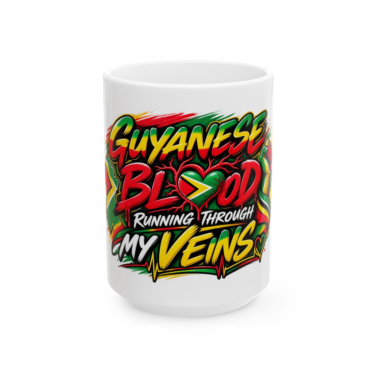 Guyanese Blood Running Through My Veins Ceramic Mug (11oz & 15oz)