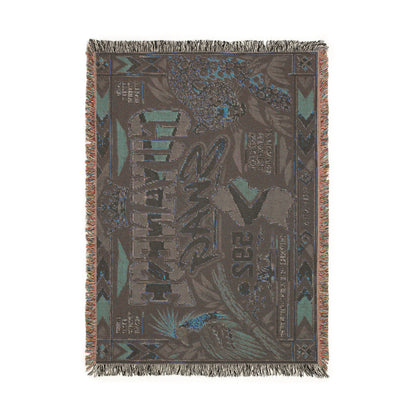 Jaguar-themed Guyana throw blanket with woven texture