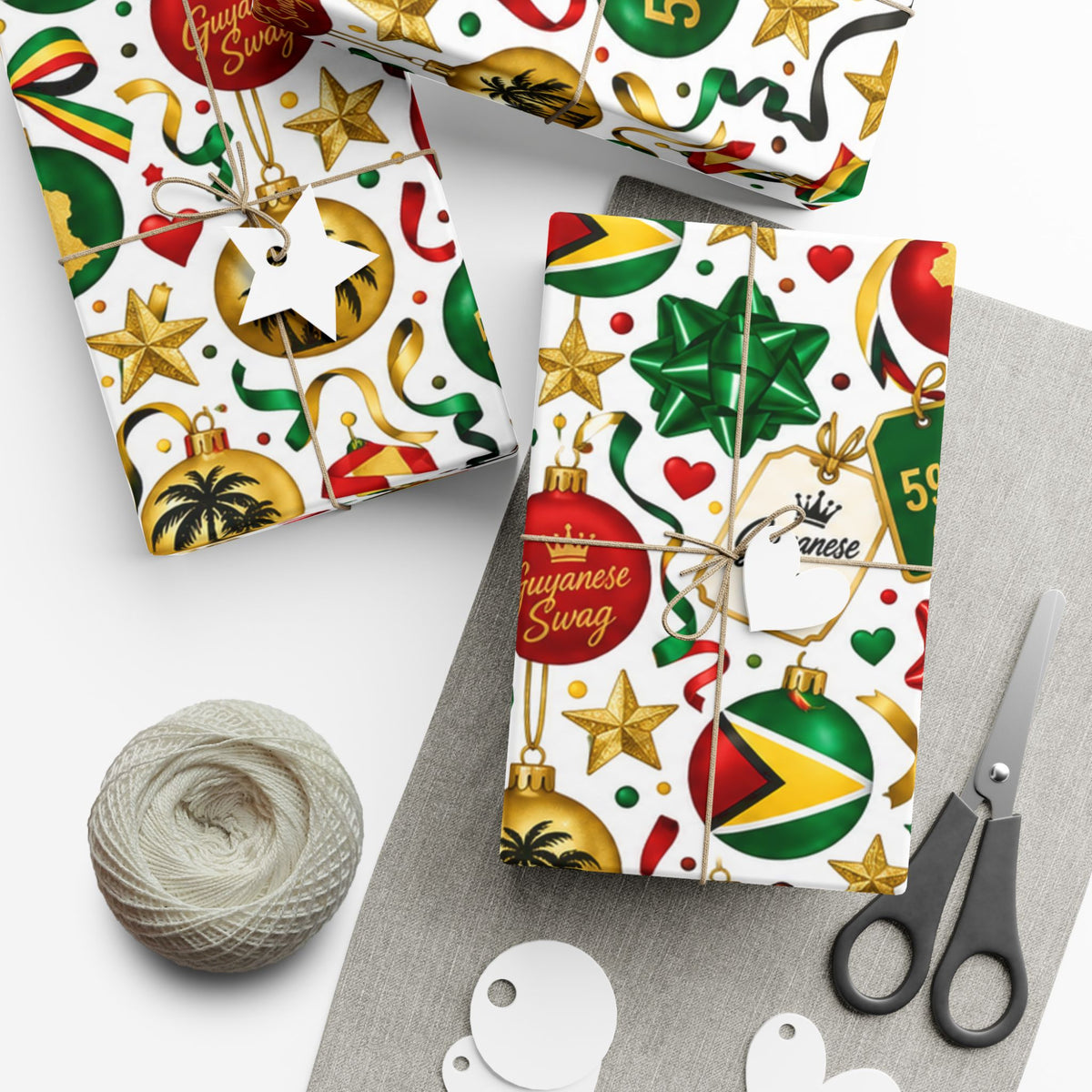 Guyana flag and ornament Christmas wrapping paper
