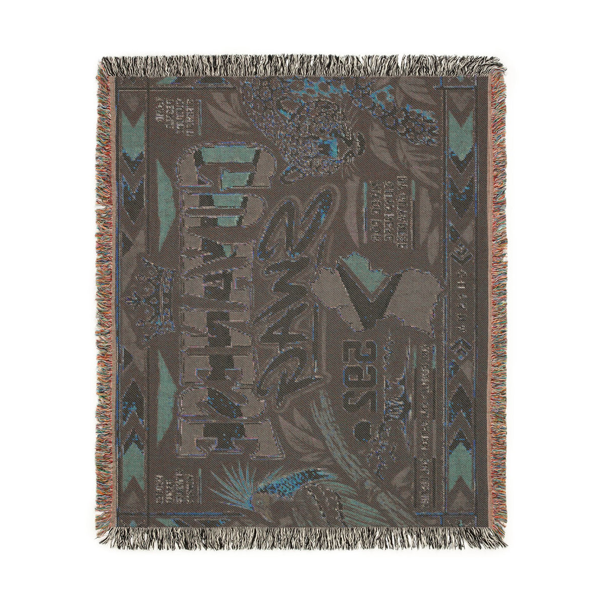 Guyana wildlife throw blanket with retro typography