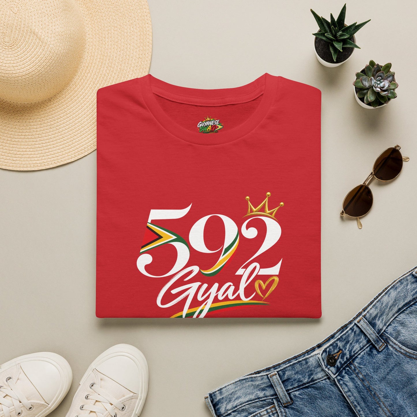 592 Gyal T-Shirt — Guyanese Pride Tee with Crown