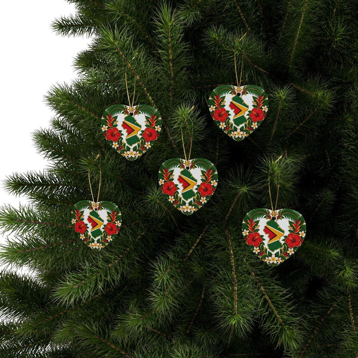 Guyana Ceramic Christmas Ornament – 5 Shapes & Multipacks