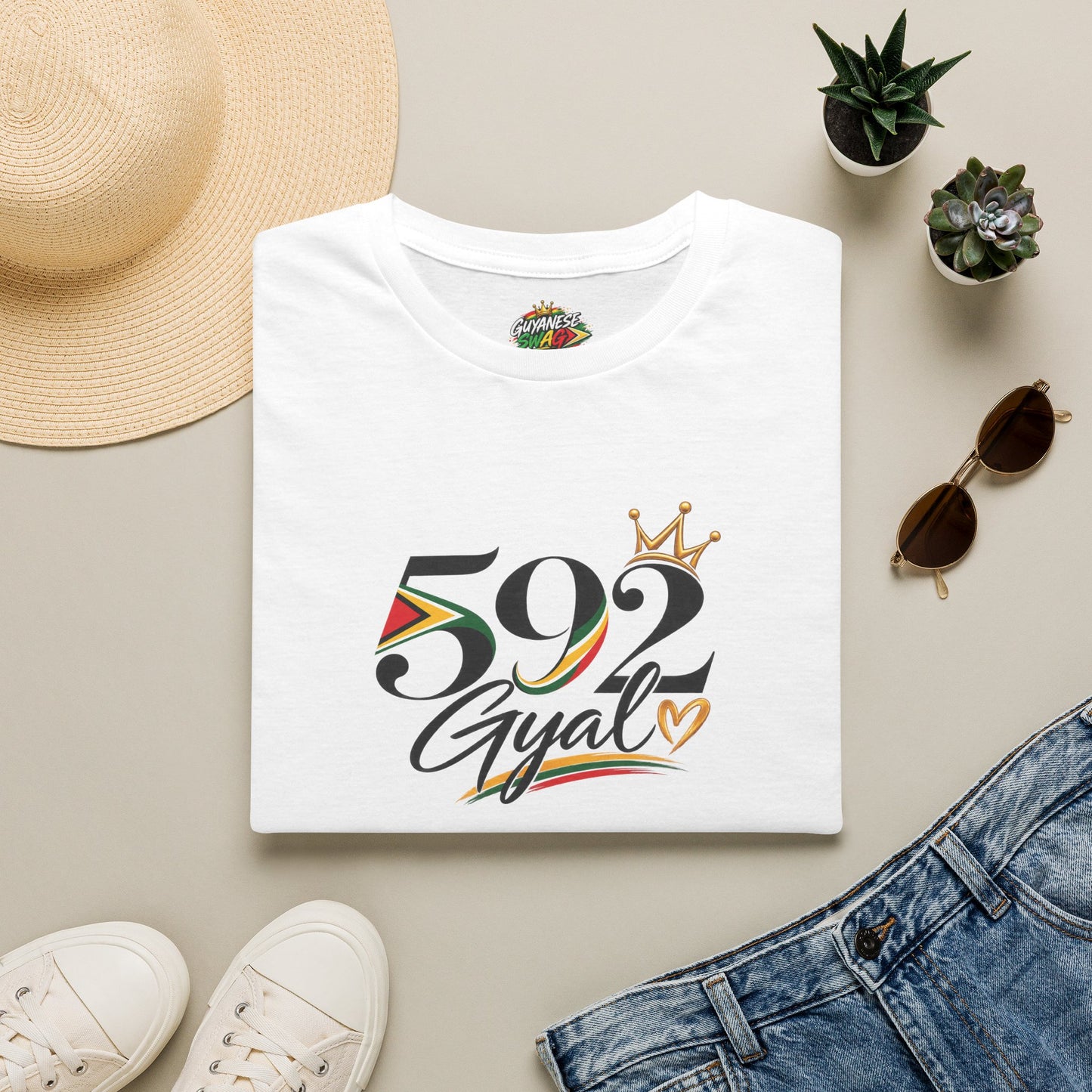 592 Gyal T-Shirt — Guyanese Pride Tee with Crown