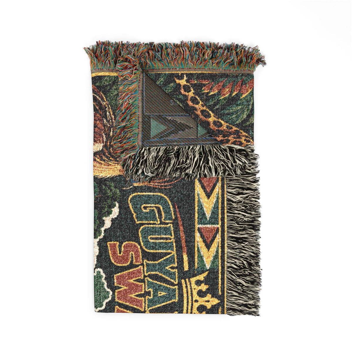 Guyana Jaguar & Map Woven Throw Blanket – Tropical Wildlife Design